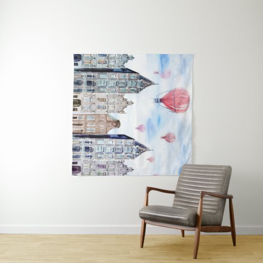Amsterdam mit Heißluftballon Wandteppich (Beispiel (Horizontal))
