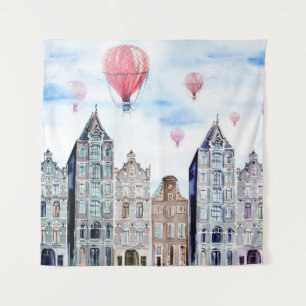 Amsterdam mit Heißluftballon Wandteppich