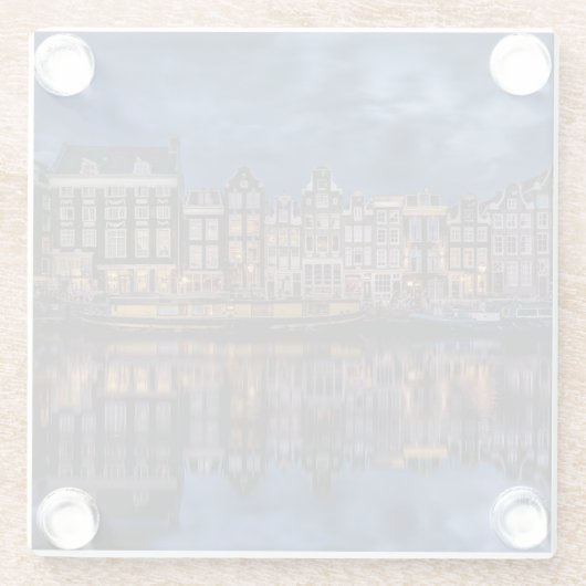 Amsterdam mit Kanälen in Dusk Glasuntersetzer (Rückseite)