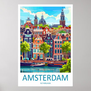 Amsterdam Nationaler Reiseplakat Park Ski Vintage Poster