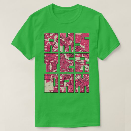 Amsterdam Netherlands Blossom City Map Typografy T-Shirt (Design vorne)