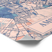 Amsterdam Netherlands Breezy City Map Travel Poster (Ecke)