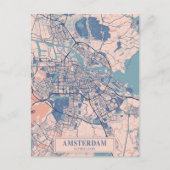 Amsterdam Netherlands Breezy City Map Travel Postkarte (Vorderseite)
