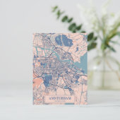 Amsterdam Netherlands Breezy City Map Travel Postkarte (Stehend Vorderseite)