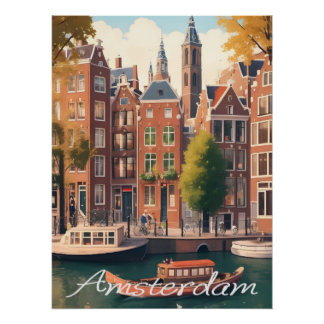Amsterdam Netherlands Canal Architecture Scene Poster