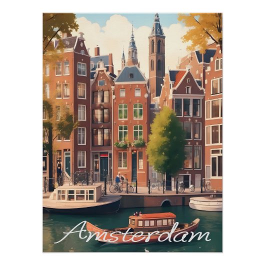 Amsterdam Netherlands Canal Architecture Scene Poster (Vorderseite)