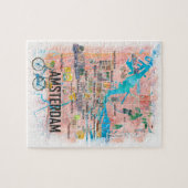 Amsterdam Netherlands Clean Iconic City Map Puzzle (Horizontal)