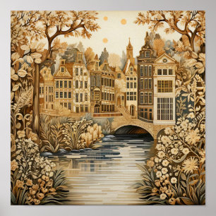 Amsterdam Netherlands Vintag Style Poster