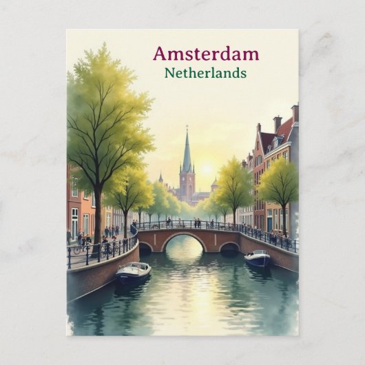 Amsterdam Netherlands Vintage Famous Travel Postkarte (Vorderseite)