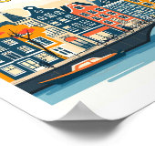 Amsterdam Netherlands Vintage Travel Illustration Poster (Ecke)