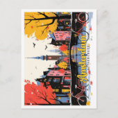 Amsterdam Netherlands Vintage Travel Illustration Postkarte (Vorderseite)
