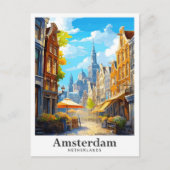 Amsterdam Netherlands Vintage Travel Portrait Postkarte (Vorderseite)
