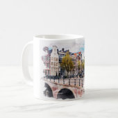 Amsterdam Netherlands Watercolor Vintage Travel Kaffeetasse (Vorderseite Links)