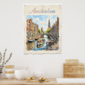 Amsterdam Niederlande Aquarell Poster (Küche)
