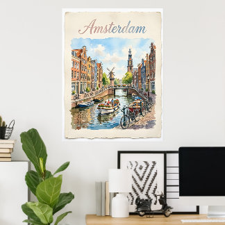 Amsterdam Niederlande Aquarell Poster