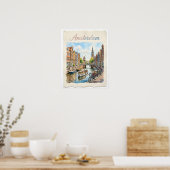 Amsterdam Niederlande Aquarell Poster (Küche)