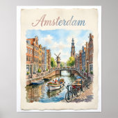Amsterdam Niederlande Aquarell Poster (Vorne)