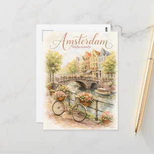 Amsterdam Niederlande Aquarell Postkarte