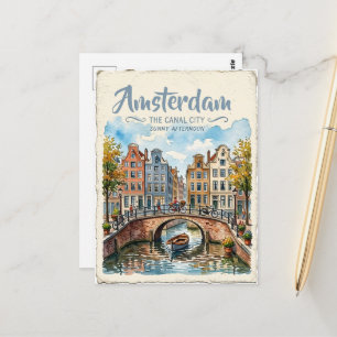 Amsterdam Niederlande Aquarell Postkarte