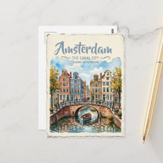 Amsterdam Niederlande Aquarell Postkarte