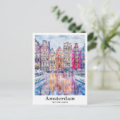 Amsterdam Niederlande Aquarell Sketch Hand Drawing Postkarte (Stehend Vorderseite)
