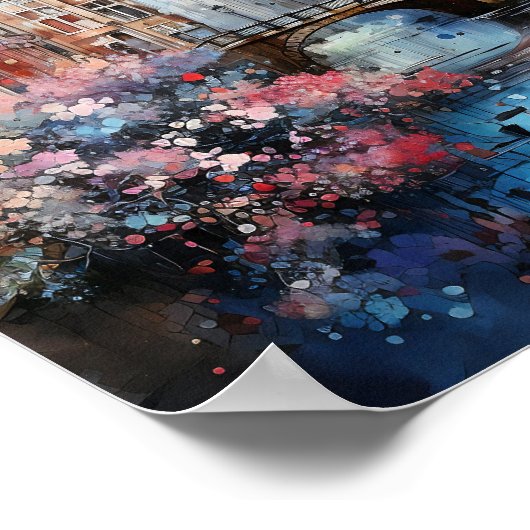 Amsterdam Niederlande Aquarellmalerei Poster (Ecke)