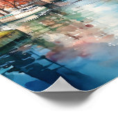 Amsterdam Niederlande Aquarellmalerei Poster (Ecke)