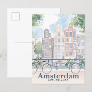 Amsterdam Niederlande Aquarellmalerei Reisen Postkarte