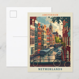 Amsterdam Niederlande Art Eegant Vintage Travel Postkarte