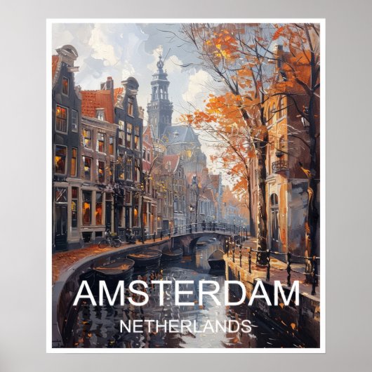 Amsterdam Niederlande Art Print Travel Poster (Vorne)