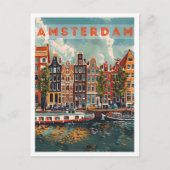 Amsterdam Niederlande Art Retro Vintage Travel Postkarte (Vorderseite)