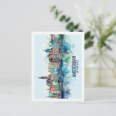 Amsterdam Niederlande Berühmte Wasserfarbe Postkarte (Stehend Vorderseite)