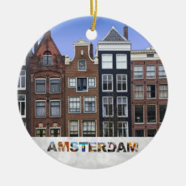 Amsterdam Niederlande Canal Houses Weihnachten Keramik Ornament