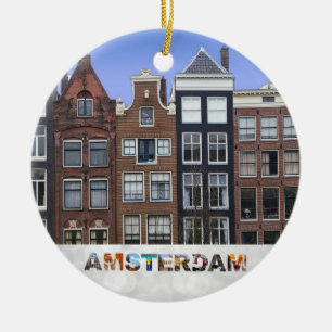 Amsterdam Niederlande Canal Houses Weihnachten Keramik Ornament