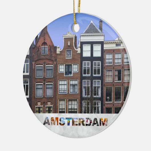 Amsterdam Niederlande Canal Houses Weihnachten Keramik Ornament (Links)