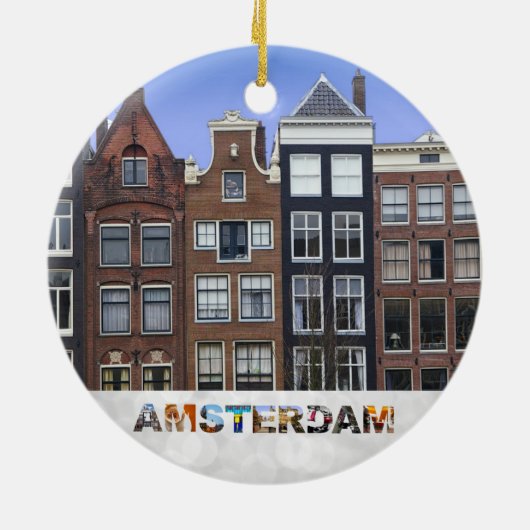 Amsterdam Niederlande Canal Houses Weihnachten Keramik Ornament (Hinten)