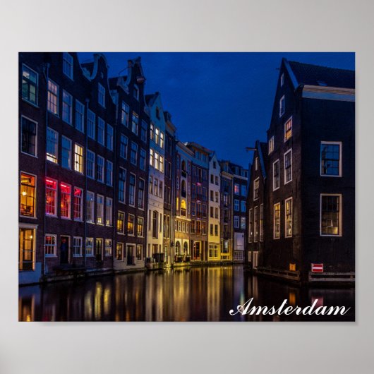 Amsterdam Niederlande Canal Zuhause Night Lights Poster (Vorne)