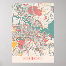 Amsterdam - Niederlande Chalk City Map Poster