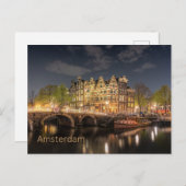 Amsterdam, Niederlande City Bridge Night View Postkarte (Vorne/Hinten)