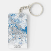 Amsterdam Niederlande City Map Einfach Schlüsselanhänger (Rückseite)