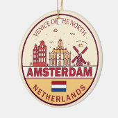 Amsterdam Niederlande City Skyline Emblem Keramik Ornament (Links)