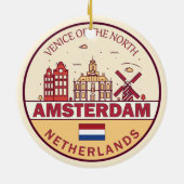 Amsterdam Niederlande City Skyline Emblem Keramik Ornament (Hinten)