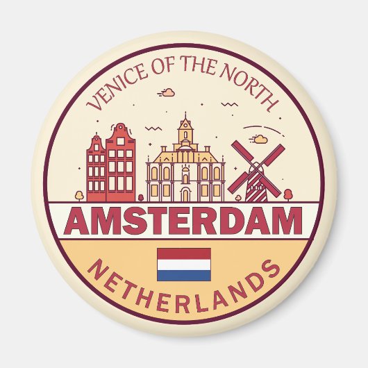 Amsterdam Niederlande City Skyline Emblem Magnet (Vorne)