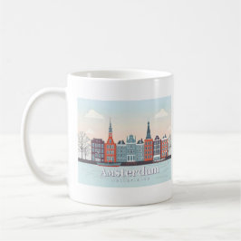 Amsterdam Niederlande Damrak Pastel Travel Design Kaffeetasse