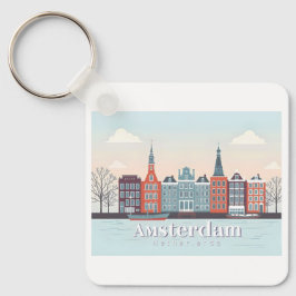 Amsterdam Niederlande Damrak Pastel Travel Schlüsselanhänger