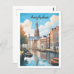 Amsterdam Niederlande Famous Travel Place Postkarte