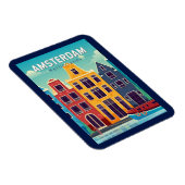 Amsterdam Niederlande farbenfrohe Häuser Reisen Re Magnet (Rechte Seite)