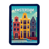 Amsterdam Niederlande farbenfrohe Häuser Reisen Re Magnet (Vertikal)