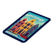 Amsterdam Niederlande farbenfrohe Häuser Reisen Re Magnet (Linke Seite)