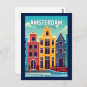 Amsterdam Niederlande farbenfrohe Häuser Reisen Re Postkarte (Vorne/Hinten)